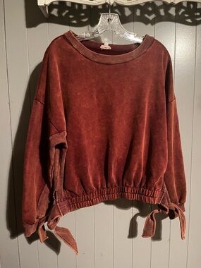 Hem & Thread Gorgeous Acid Wash oversized crewneck sweatshirt w/tie details